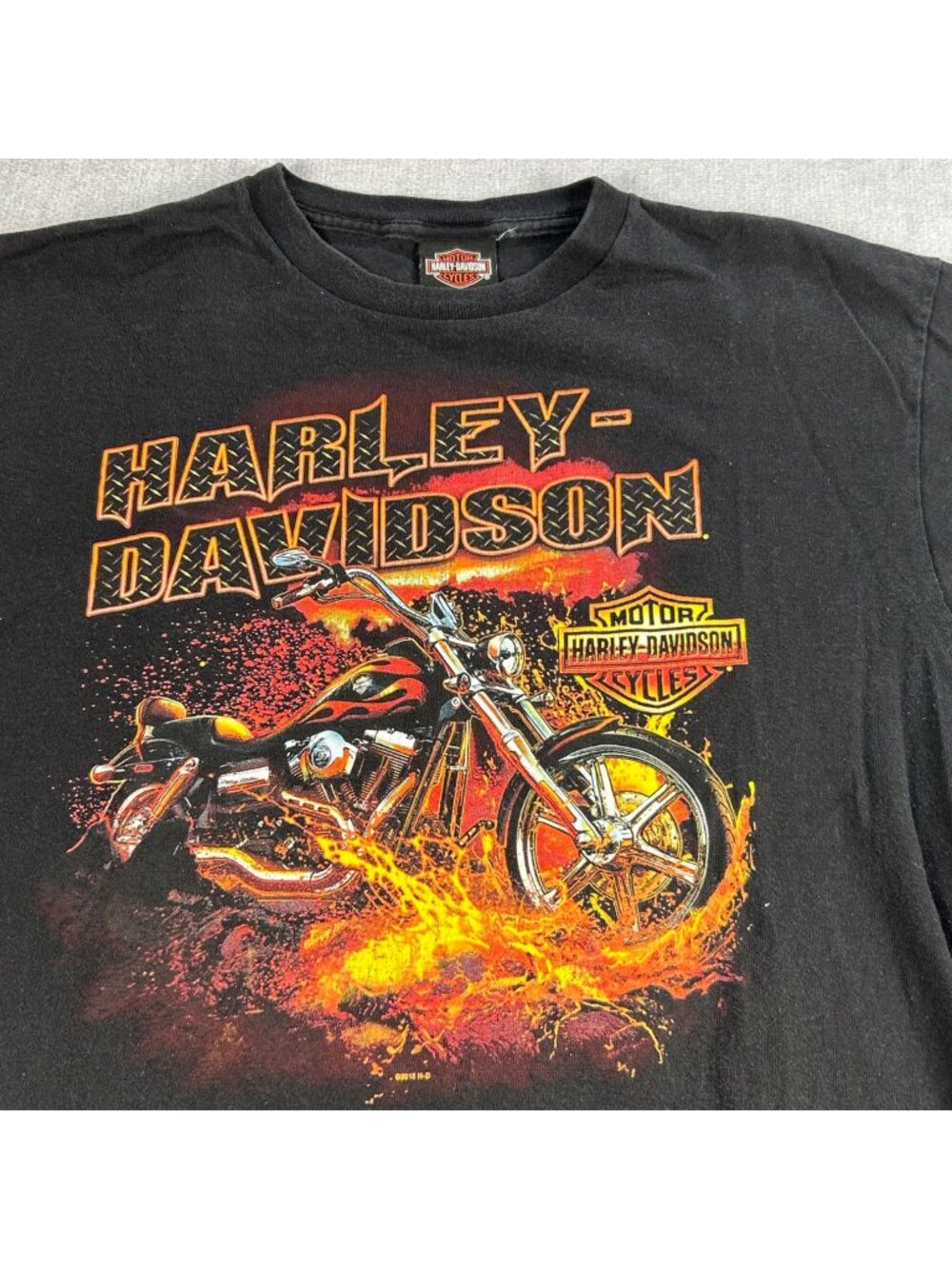 Harley-Davidson VTG T-Shirt L Black Flames Motorcycle Tower 66 Germany USA Made